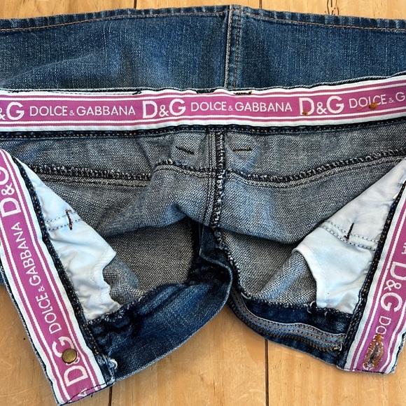 Dolce & Gabbana Distressed Denim Mini Skirt Colorful Sweater Knit Patches 90s - Picture 14 of 15